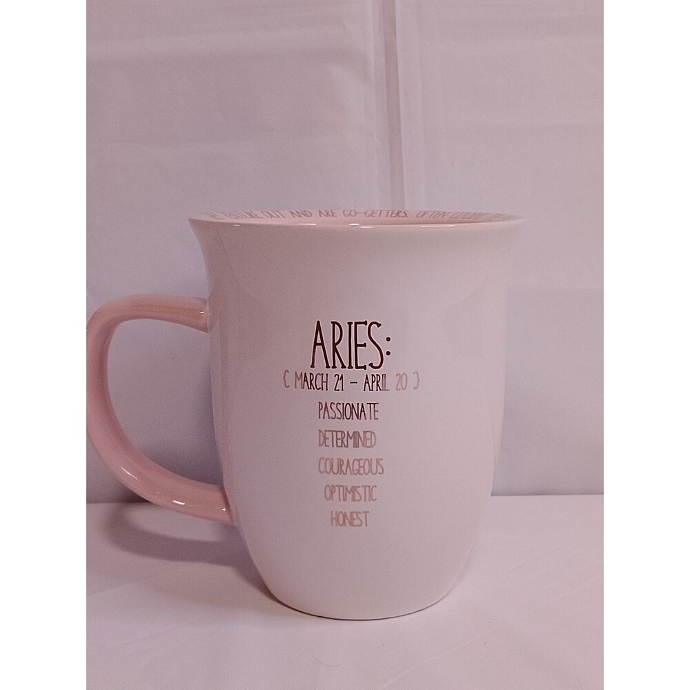 10 Strawberry Street Aries Pink Ceramic Coffee Mug Gold Constellation Zodiac - Picture 2 of 6